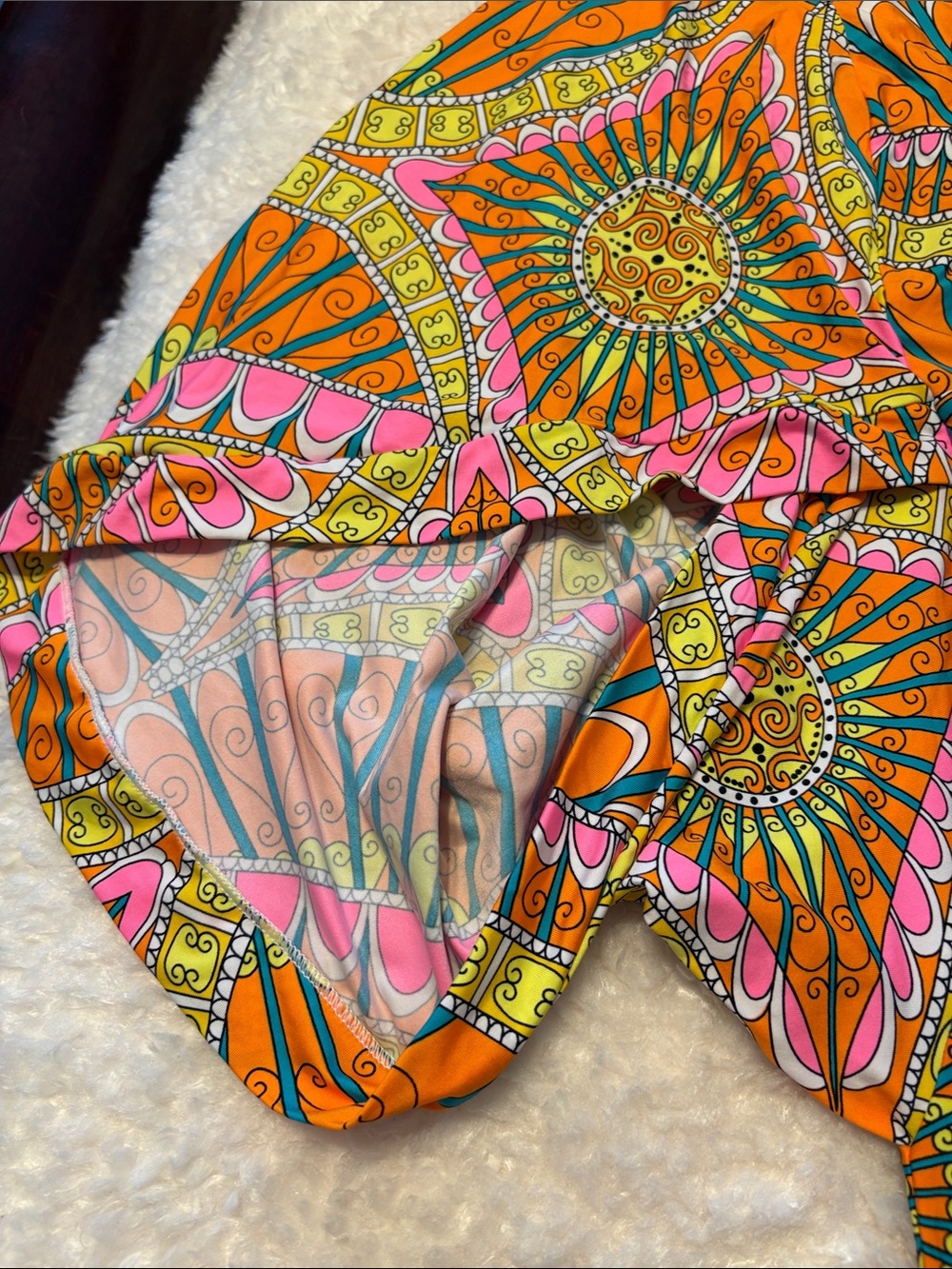 Trina Turk Vibrant Orange,Pink, Yellow Printed Swim One Piece 6 & Cover XS Set - Picture 12 of 15